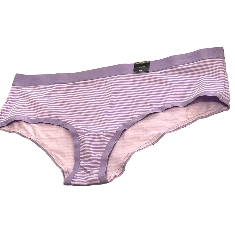 NWT Torrid Lilac Purple Stripe Cheeky Stretch Cotton Panties Medium 8 10 Torr 00